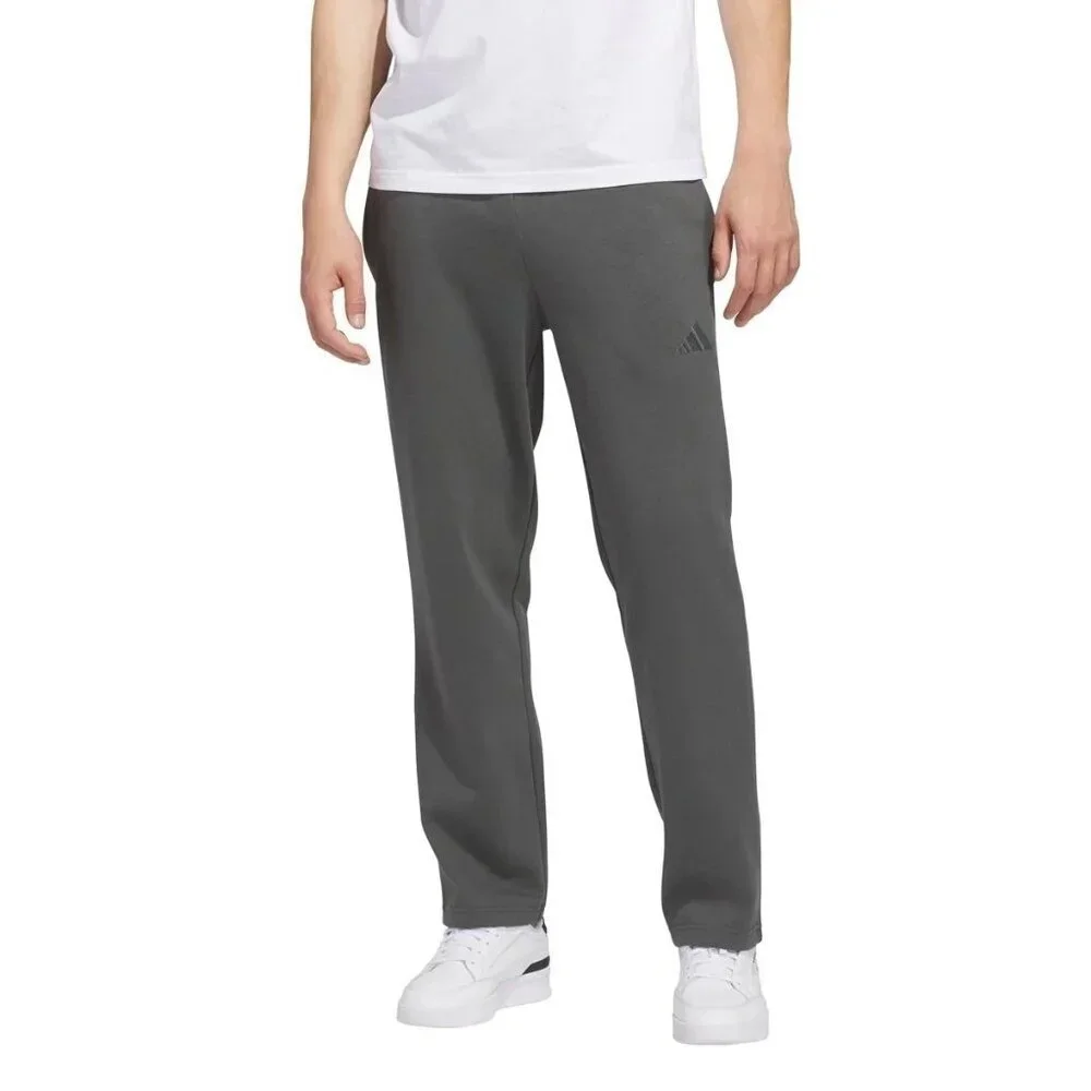 Adidas Men's M Fleece Pants Gray Elastic Waistband 70% Cotton i1698